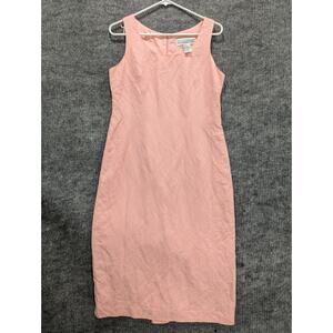 Jessica Howard Women's Pink Sleeveless Back Zip Linen Blend Shift Dress Size 6